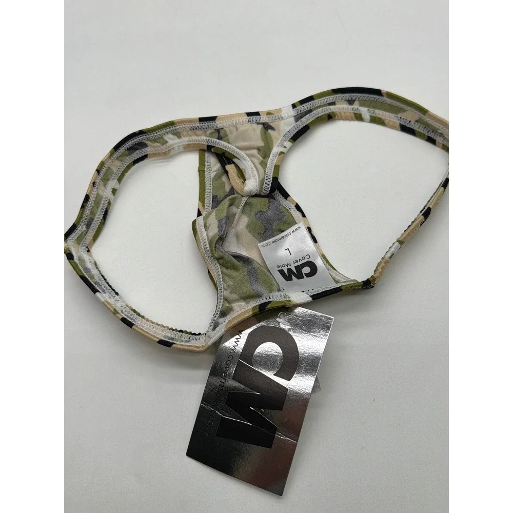 Cover Male Mens Camouflage Pouch Enhancing Thong Underwear Green Size L 202